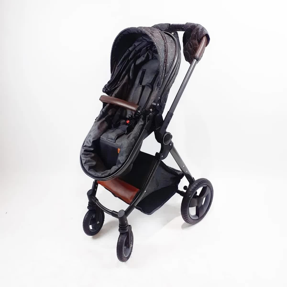 Коляска-трансформер 2в1 V9 Чёрный текстиль