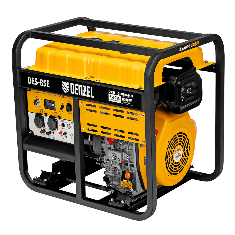 Генератор дизельный DES-85E, 8,5 кВт, 230 В, 16 л, электростартер Denzel
