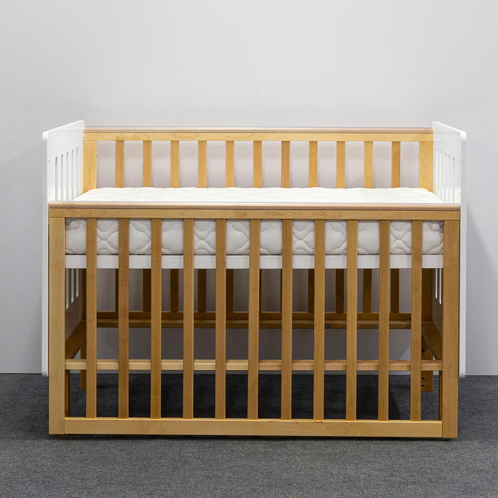 Кровать Antemi Mari 120х60 с маятником Ник 14 б/д Белый/Дерево + НиК 15 д Дерево