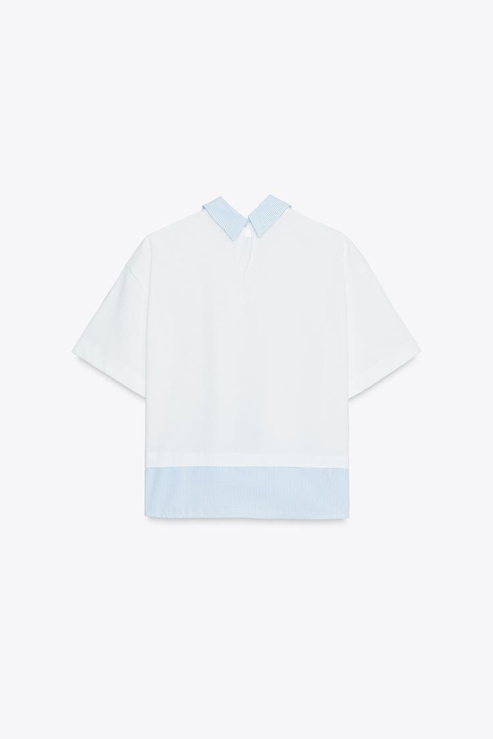 ZARA КОМБИНИРОВАННАЯ ФУТБОЛКА В ПОЛОСКУ, БЕЛЫЙ