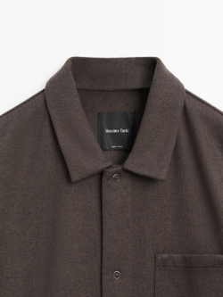 Massimo Dutti Куртка-рубашка с кнопками и карманом, коричневый