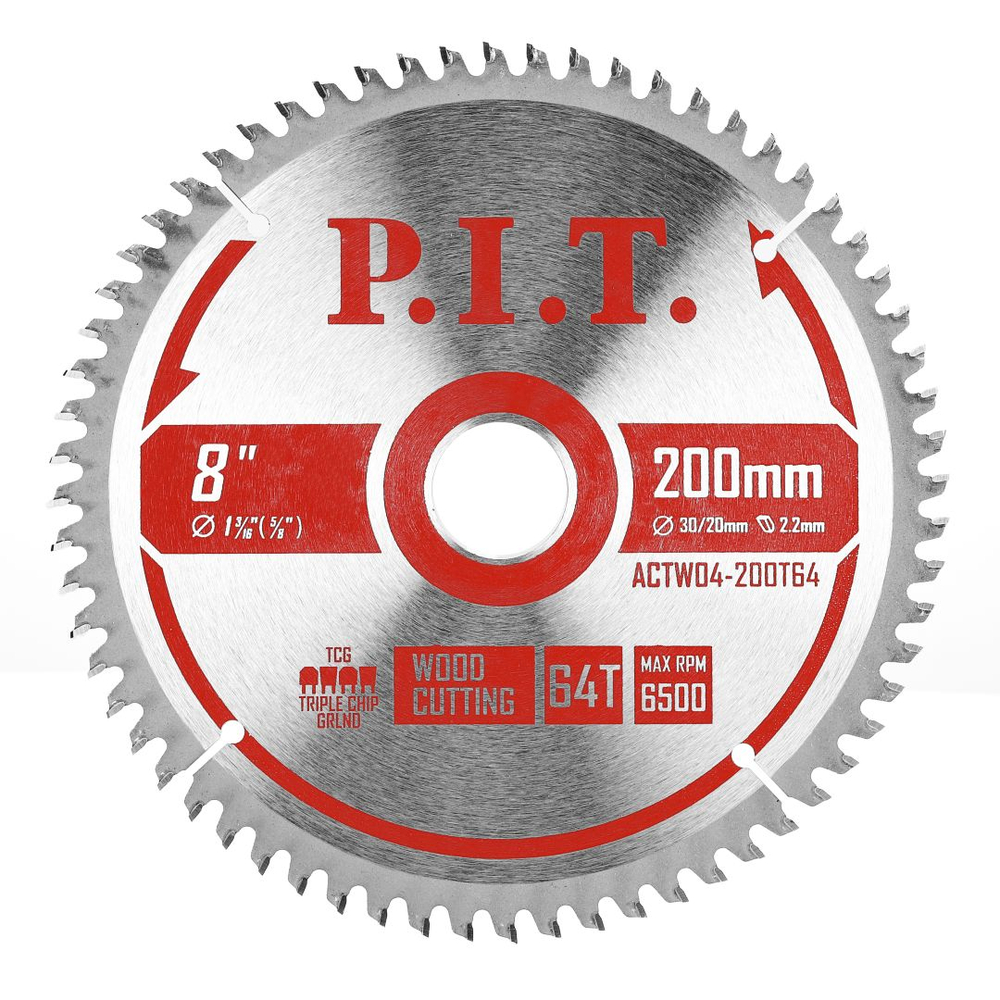(ХОС) Диск пильный по дереву P.I.T. 200x30/20x2 мм 64T (ACTW04-200T64)