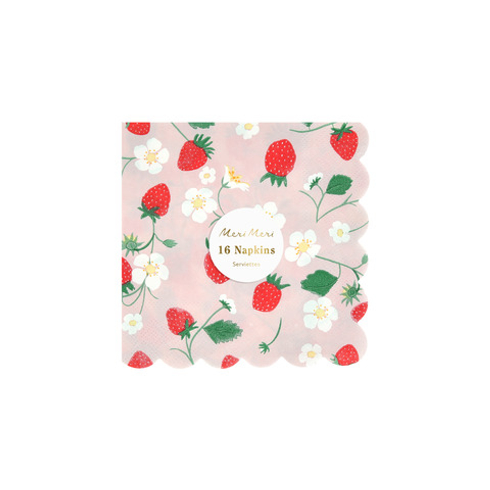 Салфетки маленькие "Клубника" 16 шт. (12,7 x 12,7см)