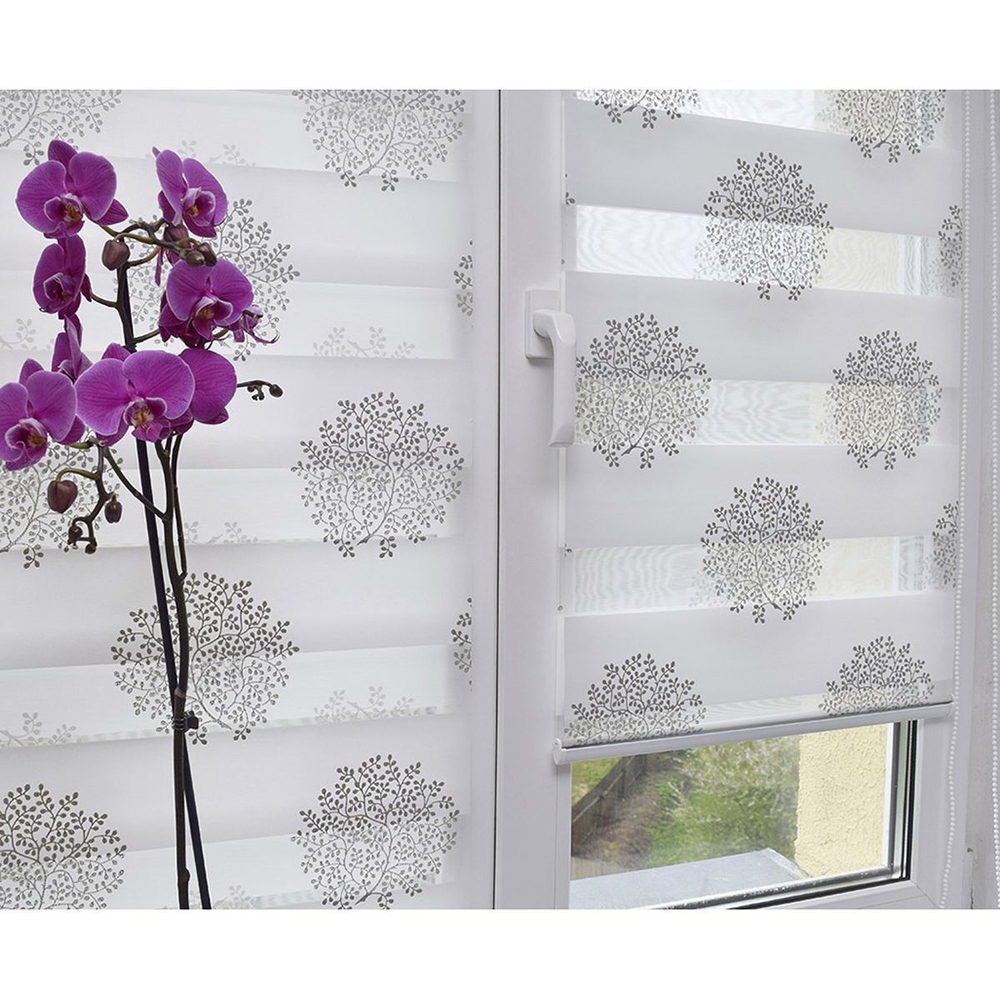 Рулонная штора День и ночь, 160х68 см, шир.крепл. 72 см, крем, серебро, СРШ-01МК-44802