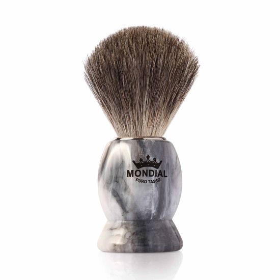 Помазок для бритья Mondial, пластик, ворс барсука, рукоять - цвет - серый мрамор