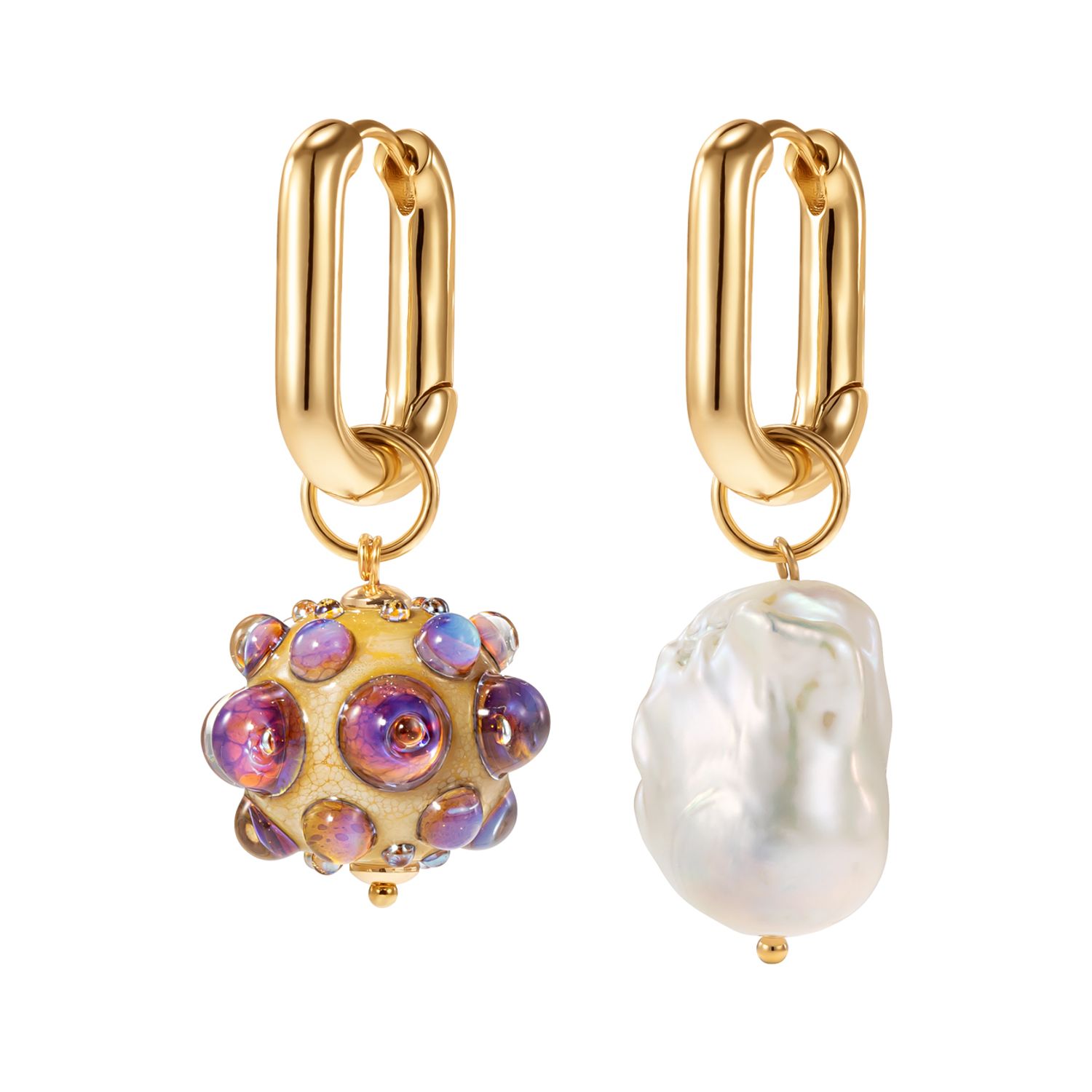 Серьги With Murano Sand Bead And Pearl Earrings