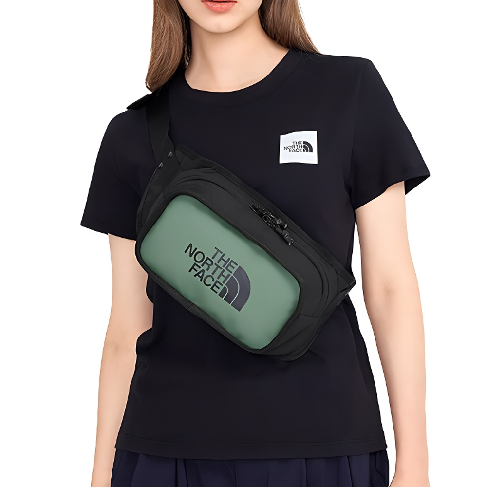 THE NORTH FACE 2L Fanny Pack Outdoor Bag Leather Gray Green Unisex