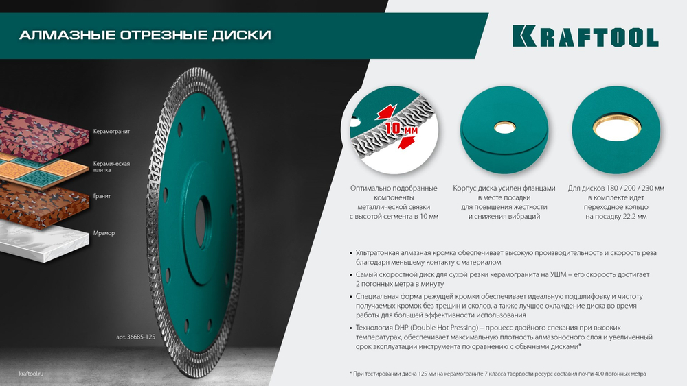 KRAFTOOL ULTRA-THIN 115х1.2 мм ультратонкий алмазный диск (36685-115)