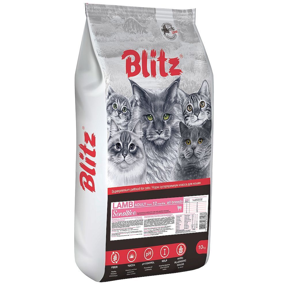 BLITZ 10кг ADULT CATS LAMB /сухой корм для взрослых  кошек с Ягненком/