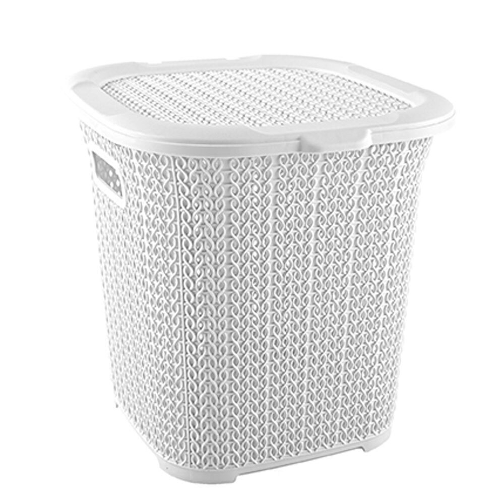 Корзина 15л многофункциональная "Вязаный узор", цвет белый