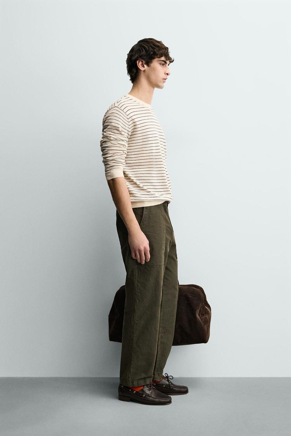 ZARA ДЖЕМПЕР В ПОЛОСКУ ИЗ ЛЬНА И ХЛОПКА, ЭКРЮ