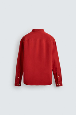 ZARА РУБАШКА RELAXED FIT ИЗ ПЛОТНОГО ХЛОПКА, КРАСНЫЙ