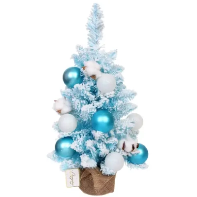 Елка декоративная «Нежность» 60 см, ПВХ с белым напылением (68 веток), Голубой