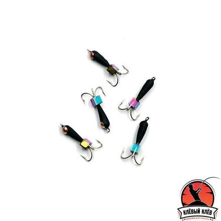 Мормышка вольф. безнасадочная "ЯМАН" Черт с петлей с медной коронкой (длинный), d-4 мм, вес 1,5 г, кубик хамелеон