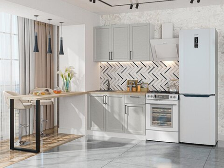 Прямая модульная кухня Сканди-05 Grey Silkwood - Белый 2140*1200*600