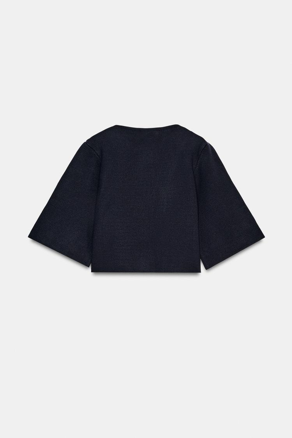 ZARA УКОРОЧЕННЫЙ ВЯЗАНЫЙ КАРДИГАН, МОРСКОЙ СИНИЙ