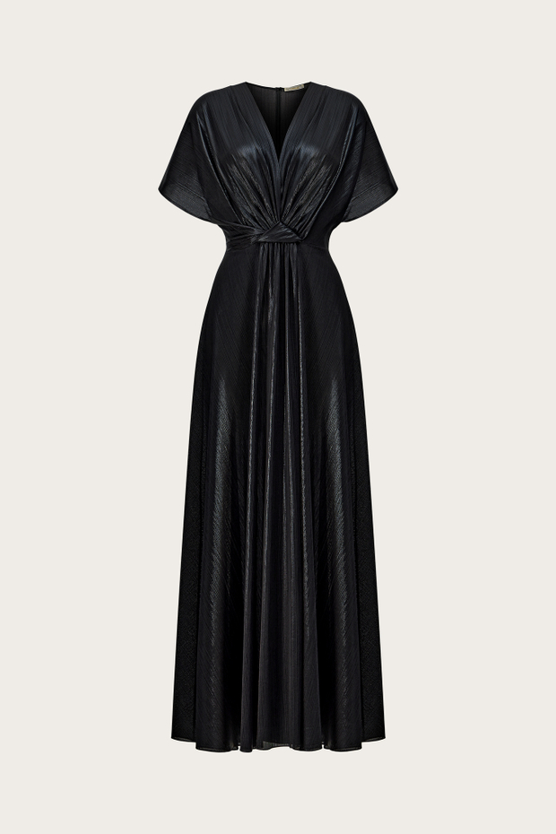 ПЛАТЬЕ ИЗ ЧЕРНОЙ ВИСКОЗЫ С ЛЮРЕКСНОЙ НИТЬЮ