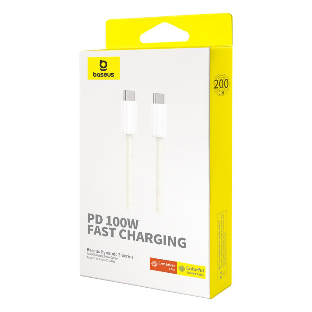 USB-C Кабель Baseus Dynamic 3 Charging+Data 100W 2m - Custard Yellow