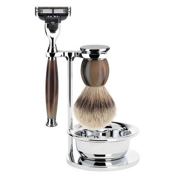 Бритвенный набор MUEHLE SOPHIST, натуральный рог, барсучий ворс высшей категории Silvertip, бритва Mach3, чаша