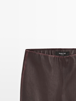 Massimo Dutti Легинсы из кожи наппа, коричневый