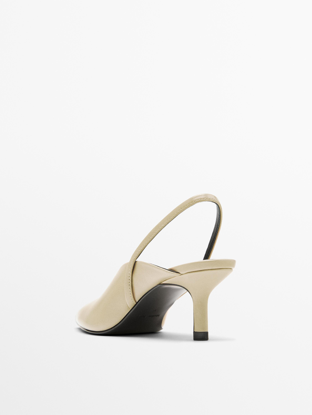Massimo Dutti Туфли на высоком каблуке с открытой пяткой, кремовый