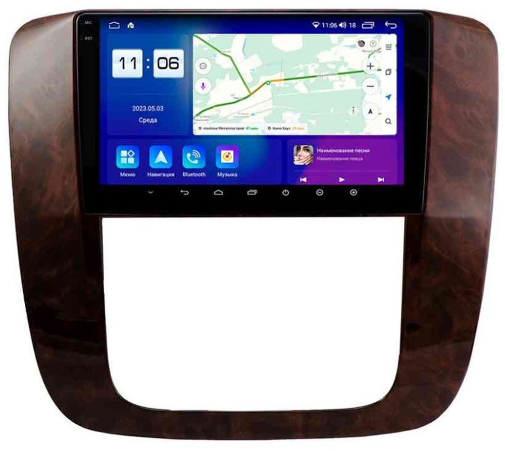 Магнитола для Chevrolet Tahoe 2006-2014 (рамка глянец дерево) - Parafar PF041T1LUX1RN2K на Android 13, QLED+2K, ТОП процессор, 4Гб+32Гб, CarPlay, 4G SIM-слот