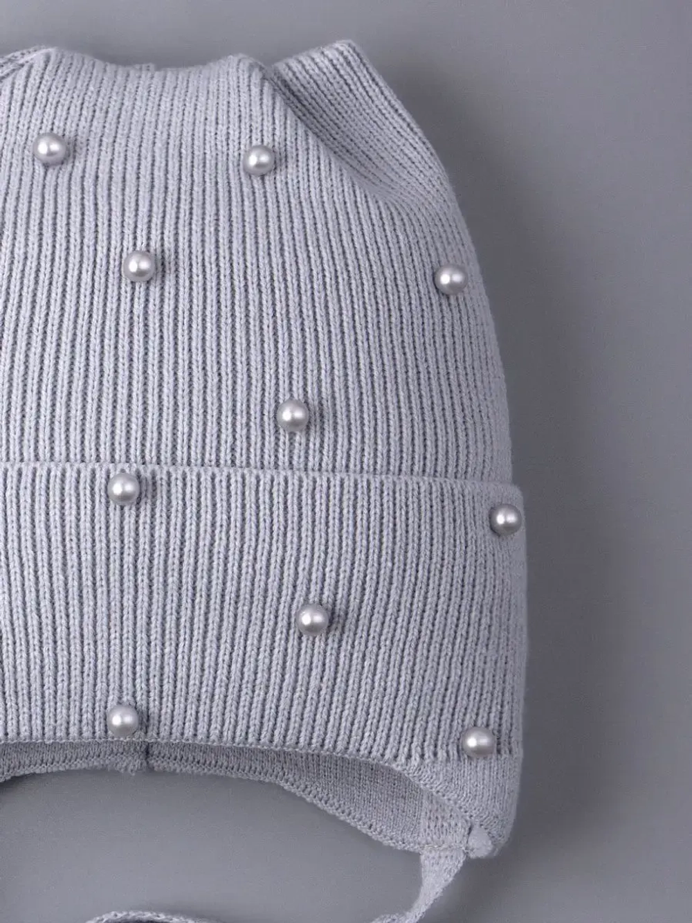 Шапка для девочки с ушками осенняя