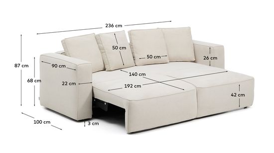 3-местный диван-кровать Marela бежевый шенилл 236 см