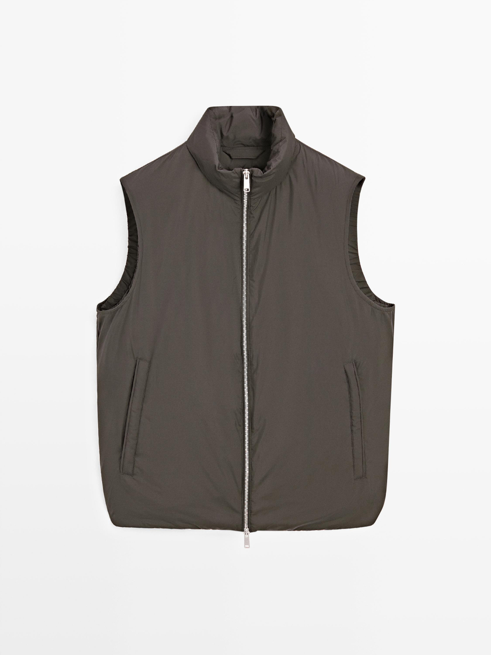 Massimo Dutti Легкий водоотталкивающий стеганый жилет, шоколадный