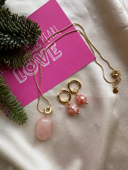 Цепочка Карамель из розового кварца