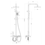 Душевая система 35к ПРОФСАН ПСМ-900-83GA клавиш.упр. лейка "Тропич. душ круг" + гигиен. лейка ГРАФИТ