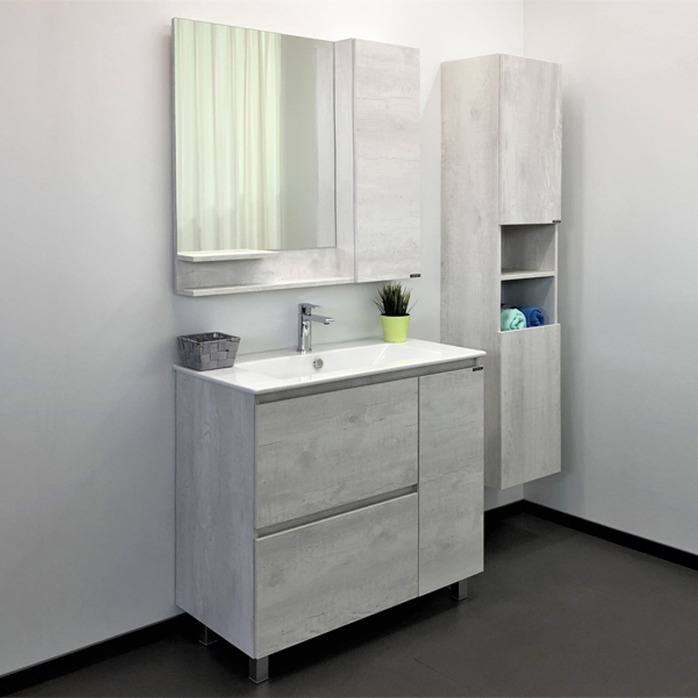 Comforty. Тумба-умывальник Верона-90 дуб белый с раковиной Quadro 90