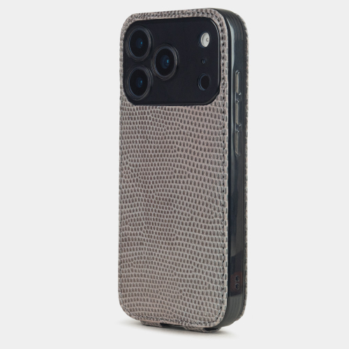 Чехол для iPhone 17 Pro - кожа ящерица, серый
