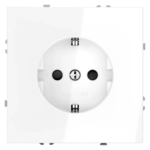Розетка встраиваемая VOLTUM S70 с заземлением и защитными шторками, 16А, (белый глянцевый)