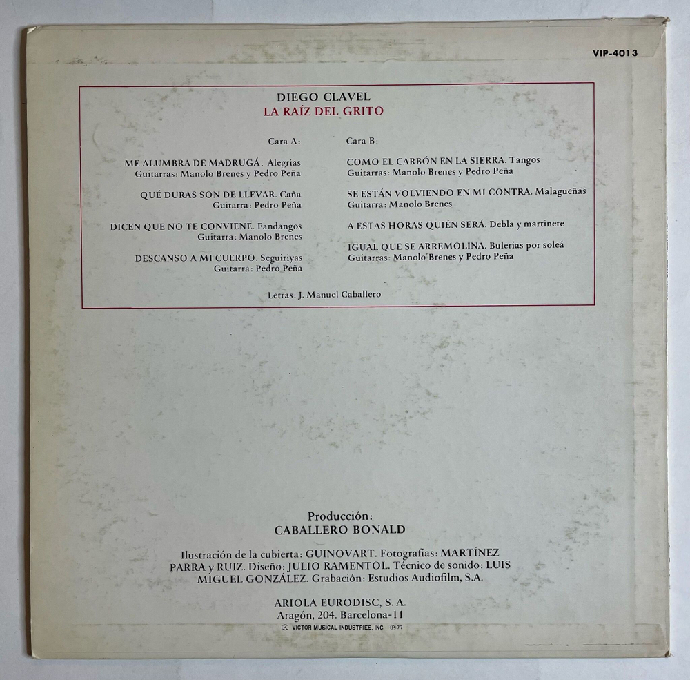 Винтажная виниловая пластинка LP Diego Clavel La Raiz Del Grito (Japan 1974) (Promo)