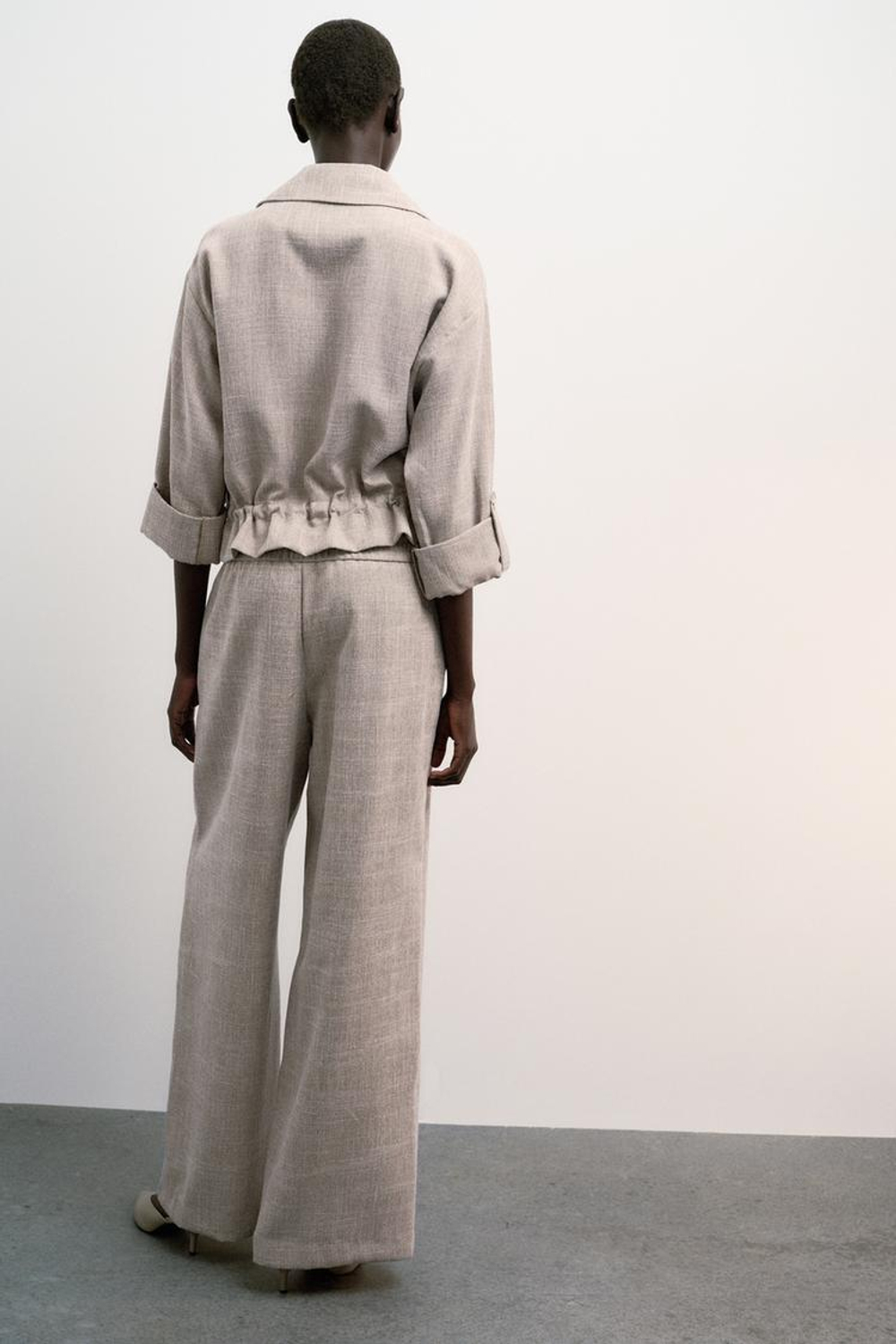 ZARA ПЕСТРАЯ КУРТКА САФАРИ, ПЕСОЧНЫЙ МЕЛАНЖ