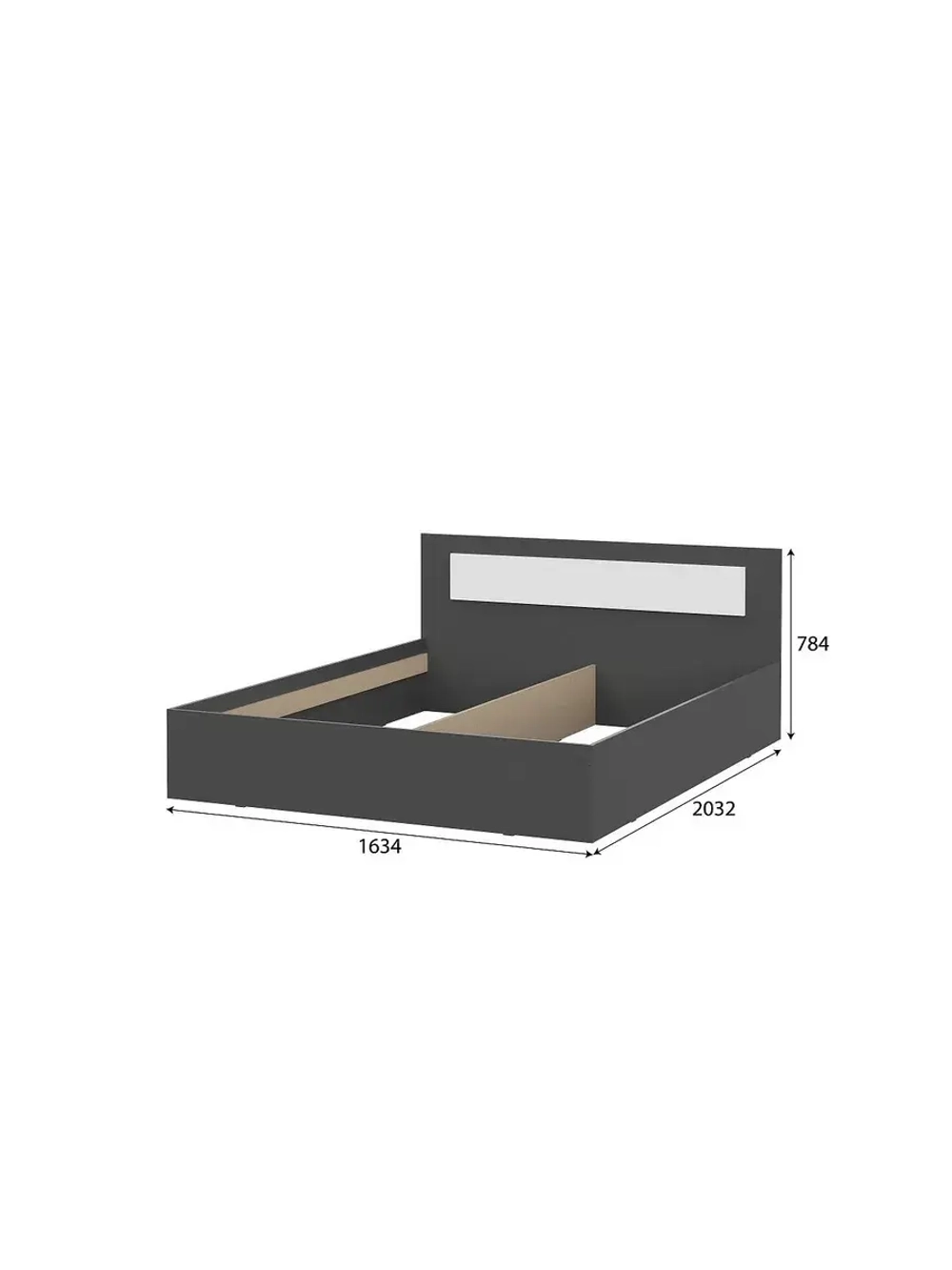 Кровать двухспальная 160х200 без основания Графит