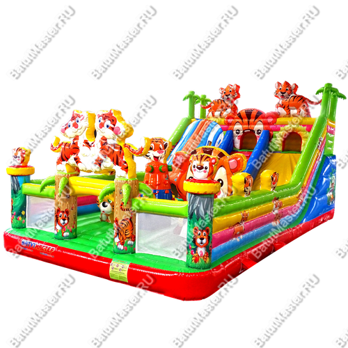 Коммерческий батут "Тигриная страна" с горкой-тоннелем, 10*6*5 м