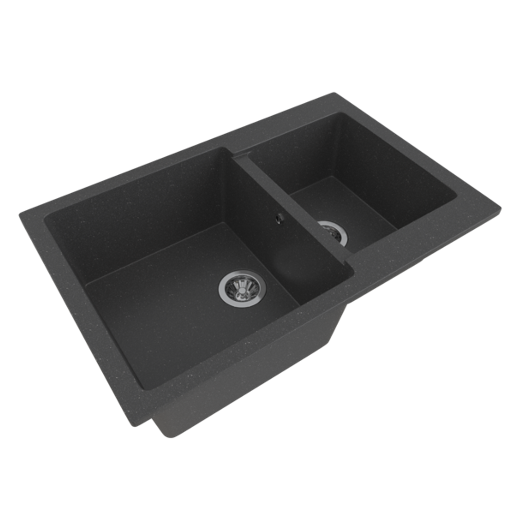 Мойка ML-GMS13 СТАНДАРТ двухчашевая, черный (308), 767*502*190мм