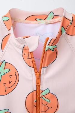 ZARA КОРОТКИЙ КОМБИНЕЗОН С ПРИНТОМ «ПОМИДОРЫ», ОРАНЖЕВЫЙ