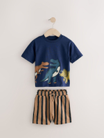Футболка и шорты в комплекте для мальчика Next E63-589, 2 шт., Синий, Бежевый