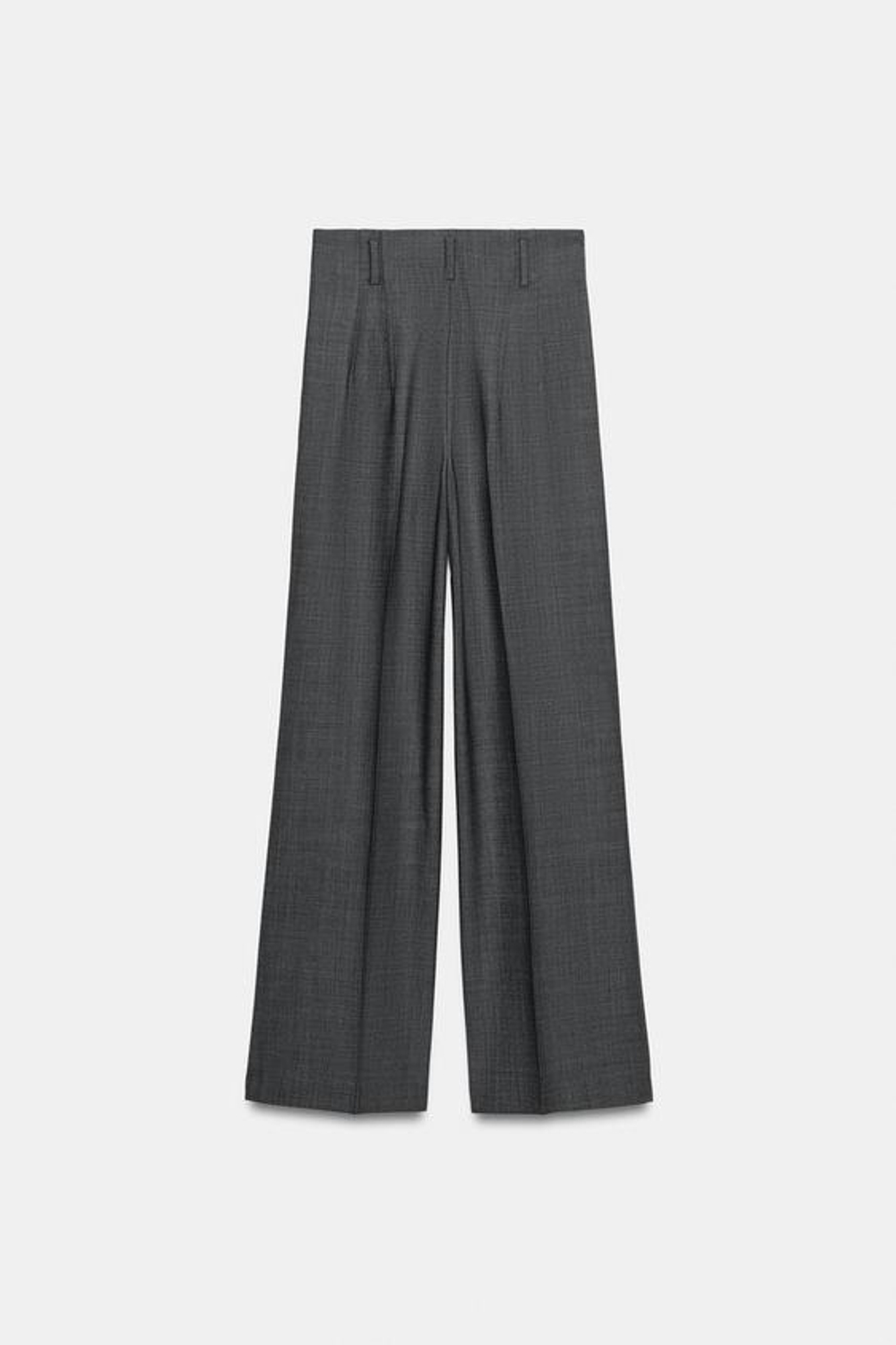 ZARA БРЮКИ ИЗ ШЕРСТИ С ВЫСОКОЙ ПОСАДКОЙ — ZW COLLECTION, СЕРЫЙ МЕЛАНЖ