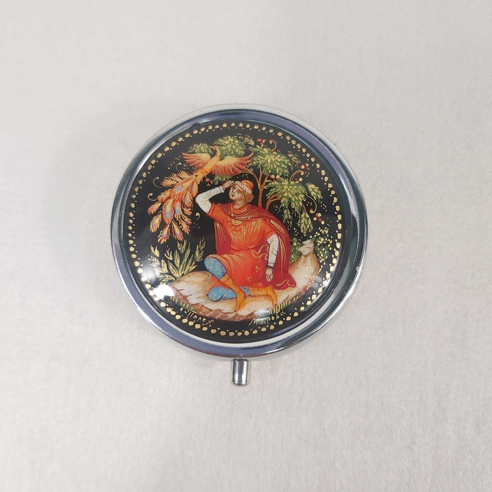 Таблетница с ручной росписью Палех "Иван-царевич и жар-птица"