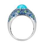 Кольцо с Бирюзой, Сапфирами и Цаворитами, R0072-0/60
