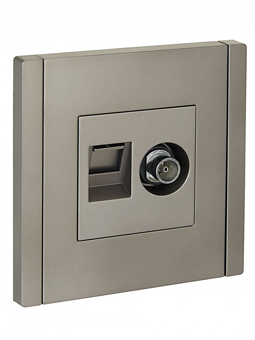 FORTE&PIANO Розетка двойная TV+RJ45 кат.6 FP537 сталь IEK