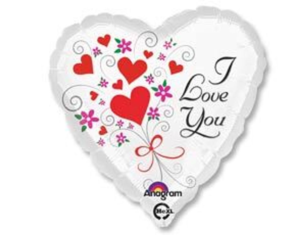 А 18&quot; Сердце ILY Сердца и цветы S40