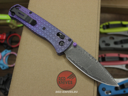 Нож Benchmade 535 Bugout Frag Titanium Damascus A+++ - фиолетовый титан, клинок дамаск
