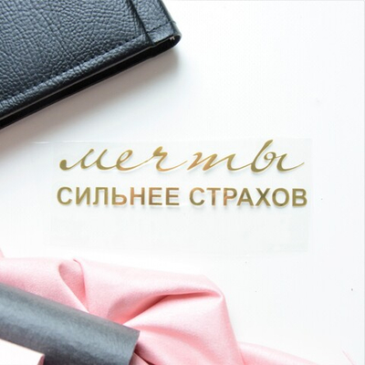 Надпись из термотрансферной пленки "Мечты сильнее страхов" 1