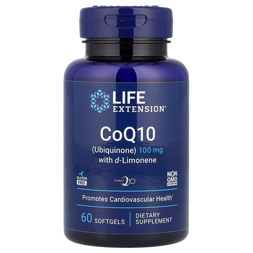 Life Extension, Super-Absorbable CoQ10, суперусваиваемый коэнзим Q10 (убихинон) с d-лимоненом, 100 мг, 60 капсул