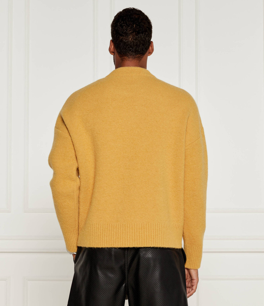 Хлопковый свитер AMI Paris - горчичный(UKS025 KN0032)